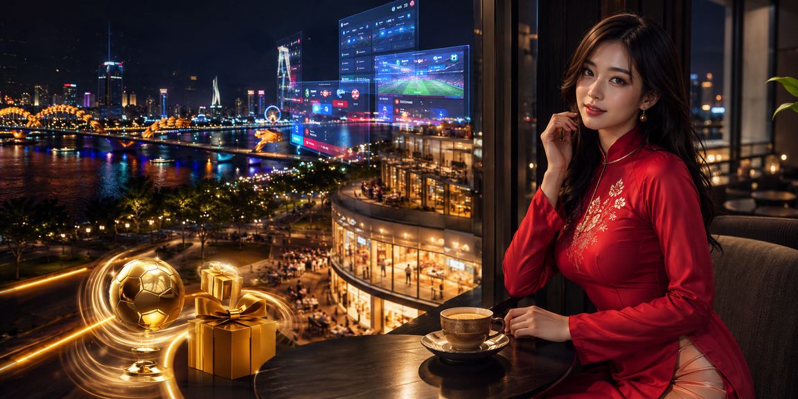 Người dùng tại Đà Nẵng mặc áo dài xem thông tin cược thể thao trên thiết bị di động